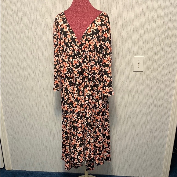Women's 2X Perceptions Black & Pink Floral  Dress Design Size 2X - Picture 1 of 11